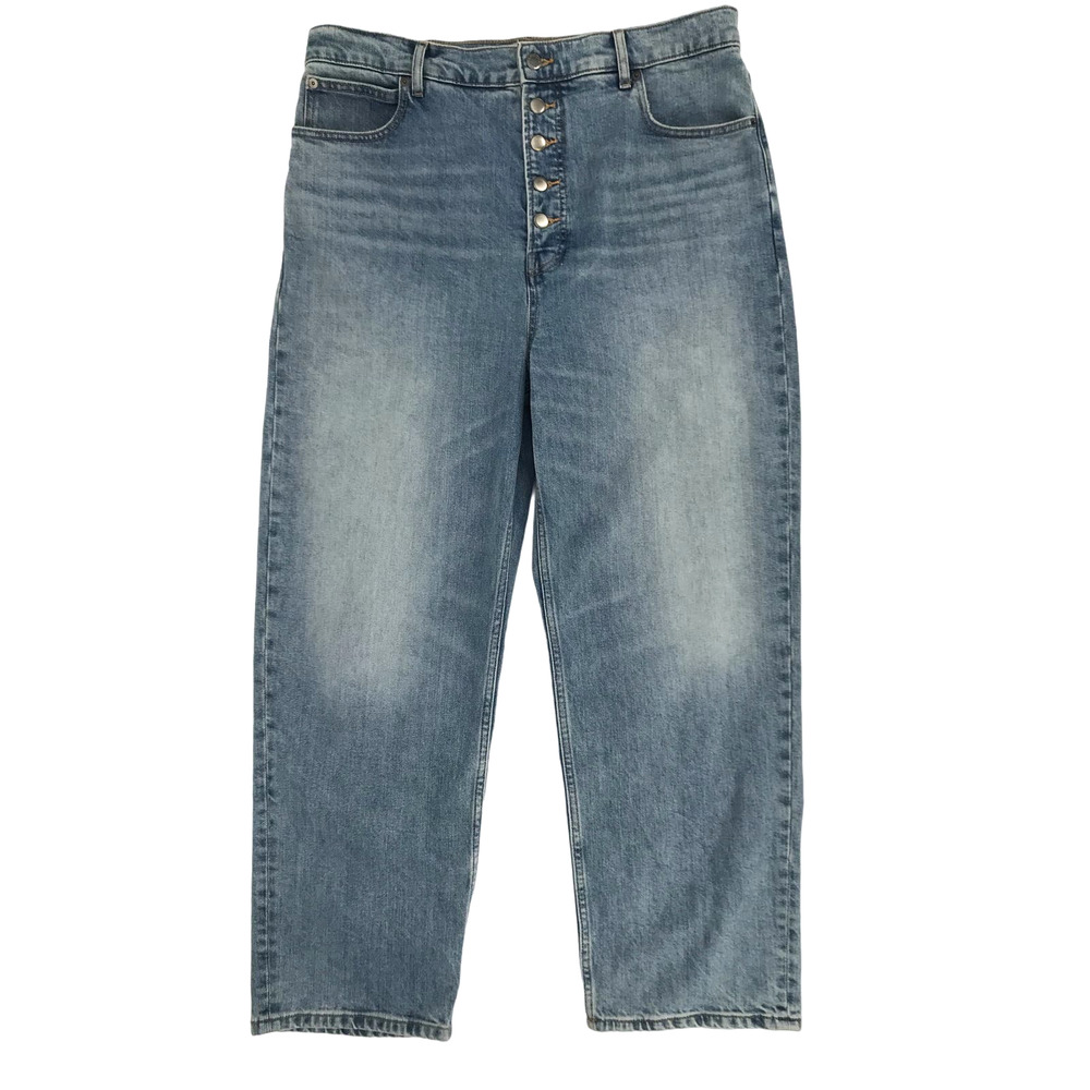 Everlane The Way High Crop Jean  Size 33 Light Wash Organic Cotton